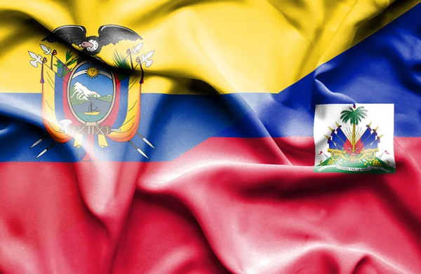 Waving flag of Haiti and Ecuador — Stock Photo, Image