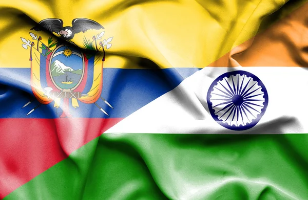 Indien och Ecuador viftande flagga — Stockfoto