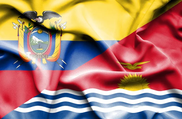 Ondeando la bandera de Kiribati y Ecuador —  Fotos de Stock