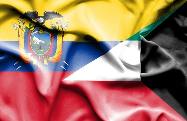 Kuveyt ve Ekvador bayrağı sallayarak — Stok fotoğraf