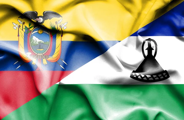 Viftande flagga Lesotho och Ecuador — Stockfoto