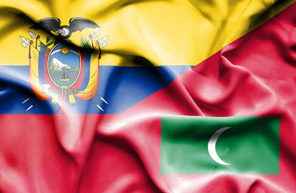 Viftande flagga Maldiverna och Ecuador — Stockfoto