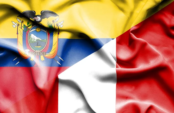 Viftande flagga i Peru och Ecuador — Stockfoto