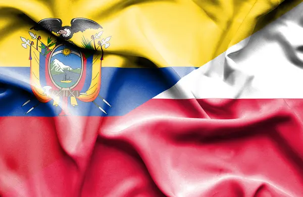 Polen och Ecuador viftande flagga — Stockfoto