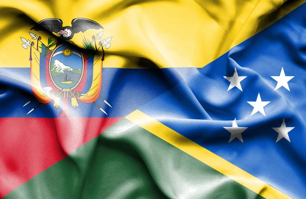 Wapperende vlag van Salomonseilanden en Ecuador — Stockfoto