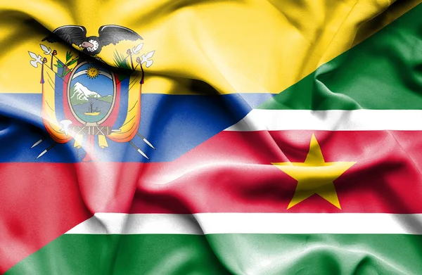 Flagge von Surinam und Ecuador schwenken — Stockfoto