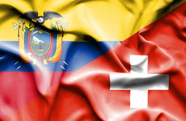 Ondeando la bandera de Suiza y Ecuador —  Fotos de Stock