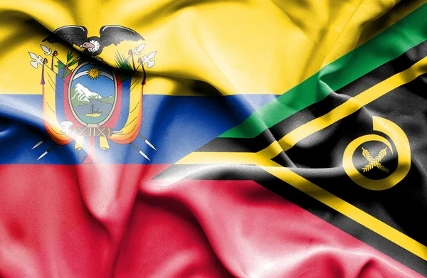 Waving flag of Vanuatu and Ecuador — Stock Photo, Image