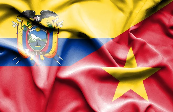 Waving flag of Vietnam and Ecuador — Stock Photo, Image