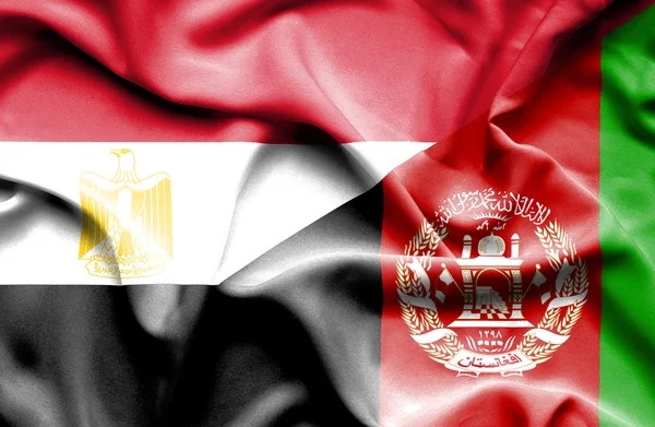 Waving flag of Afghanistan and Egypt — Stock Photo, Image