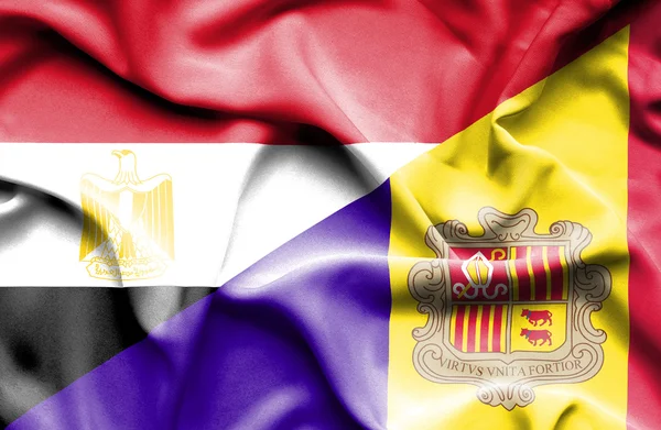 Flagge von Andorra und Ägypten schwenken — Stockfoto