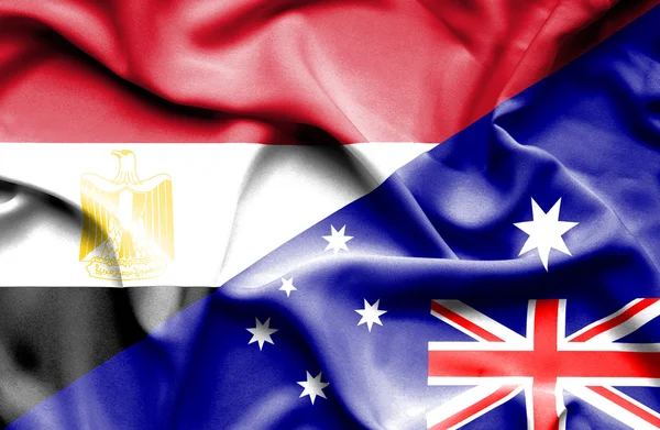 Flagge Australiens und Ägyptens schwenken — Stockfoto