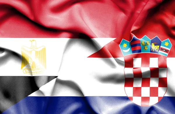 Waving flag of Croatia and Egypt — Stock Photo, Image