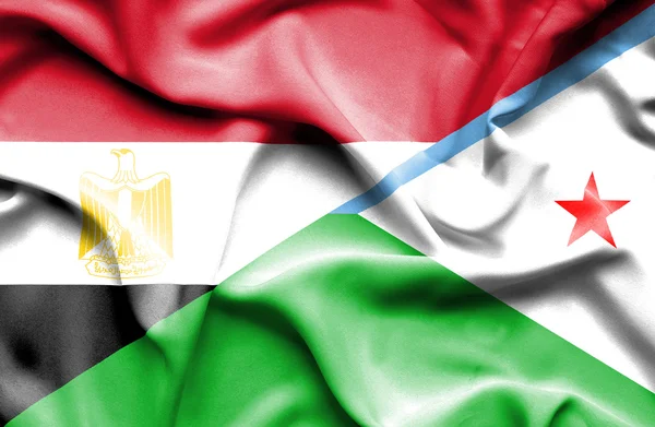 Dijbouti och Egypten viftande flagga — Stockfoto
