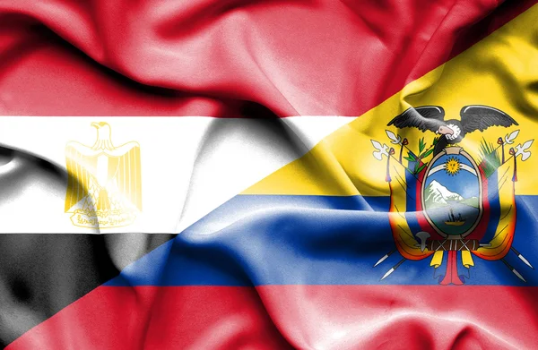 Ondeando la bandera de Ecuador y Egipto —  Fotos de Stock