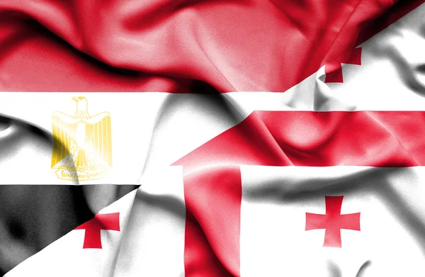 Κουνώντας τη σημαία της Γεωργίας και της Αιγύπτου — Φωτογραφία Αρχείου
