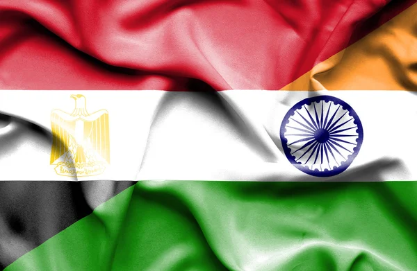 Waving flag of India and Egypt — Stock Photo, Image