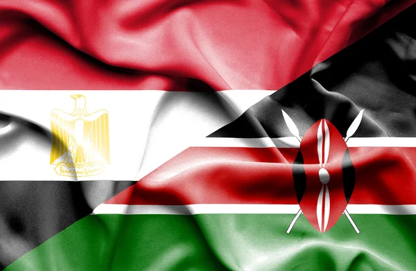 Bandeira acenando do Quênia e Egito — Fotografia de Stock