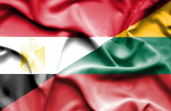Flagge von Litauen und Ägypten schwenkend — Stockfoto