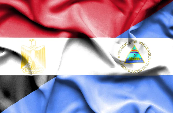 니카라과 이집트의 깃발을 흔들며 — 스톡 사진