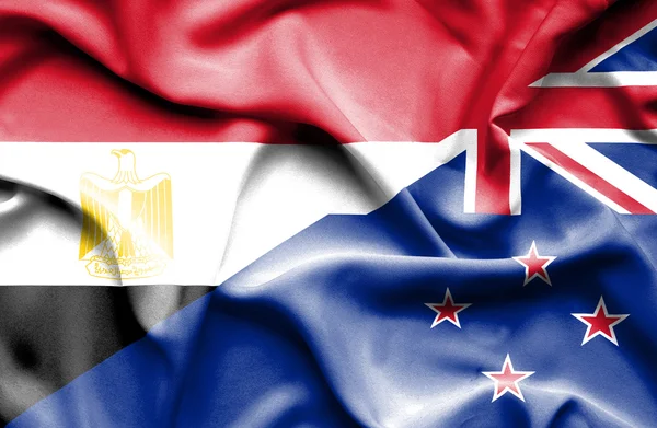ニュージーランド、エジプトの旗を振っています。 — ストック写真