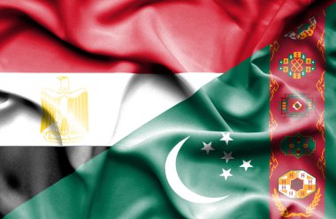 Türkmenistan ve Mısır bayrağı sallayarak