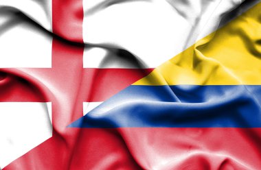 Columbia ve İngiltere bayrağı sallayarak
