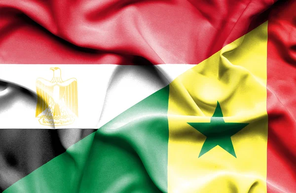 Senegal och Egypten viftande flagga — Stockfoto