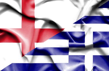 Yunanistan ve İngiltere bayrağı sallayarak