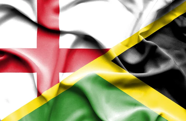 Waving flag of Jamaica and England — Stock Photo, Image