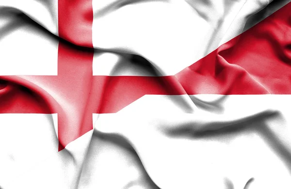 Vlající vlajka Monaka a Anglie — Stock fotografie