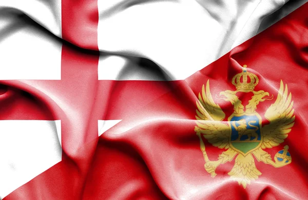 Bandera ondeante de Montenegro e Inglaterra —  Fotos de Stock