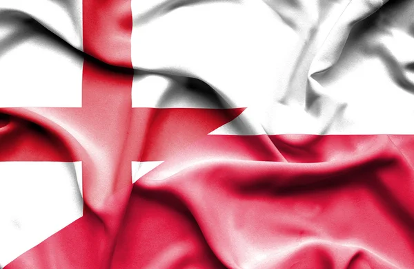 Waving flag of Poland and England — Stock Photo, Image