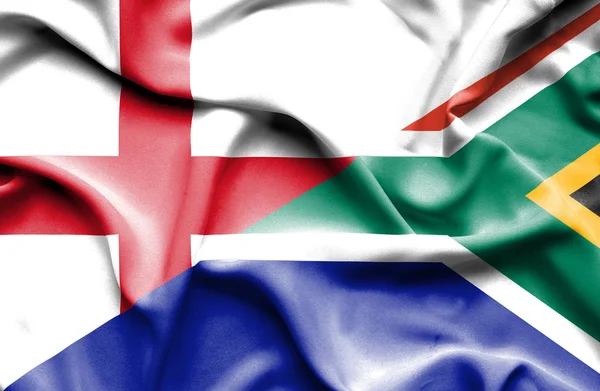 Sydafrika och England viftande flagga — Stockfoto