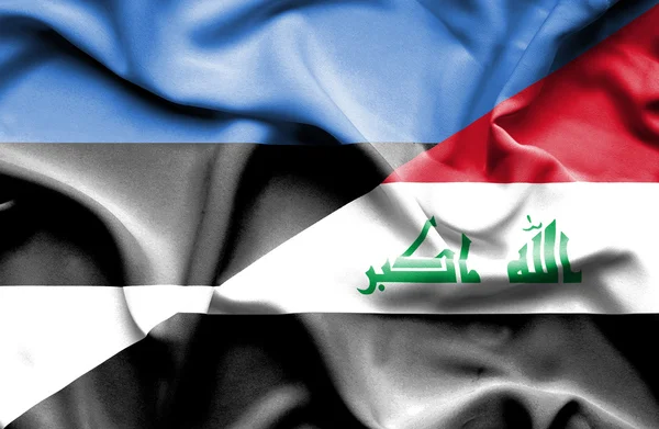 イラクとエストニアの旗を振っています。 — ストック写真