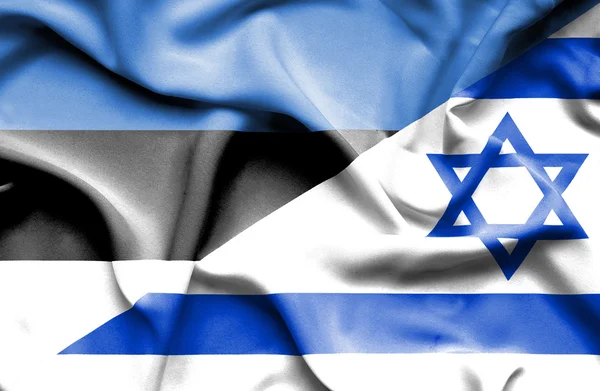 Bandera ondeante de Israel y Estonia — Foto de Stock