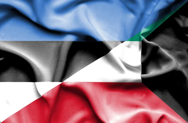 Flagge von Kuwait und Estland schwenken — Stockfoto