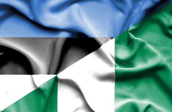 Ondeando la bandera de Nigeria y Estonia —  Fotos de Stock