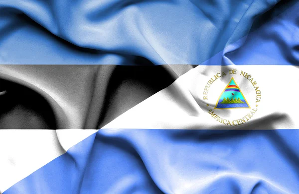 Waving flag of Nicaragua and Estonia — Stock Photo, Image