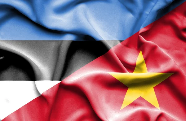 Bandeira ondulada do Vietname e da Estónia — Fotografia de Stock