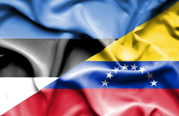 Bandera ondeante de Venezuela y Estonia — Foto de Stock