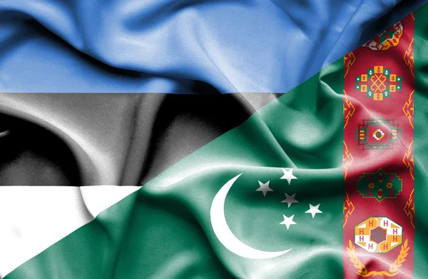 Bandiera sventolante di Turkmenistan ed Estonia — Foto Stock