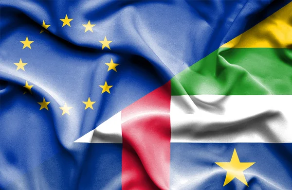Bandeira da República Centro-Africana e da UE — Fotografia de Stock
