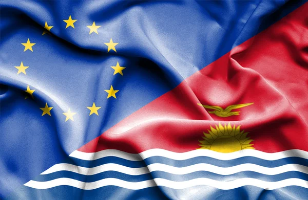 Bandiera sventolante di Kiribati e UE — Foto Stock