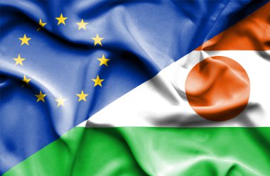 Nijer ve AB bayrağı sallayarak