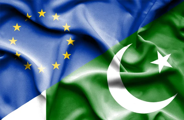 Bandiera sventola del Pakistan e dell'UE — Foto Stock