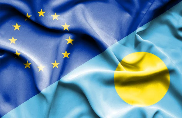 Vink med Palau og EU 's flag - Stock-foto