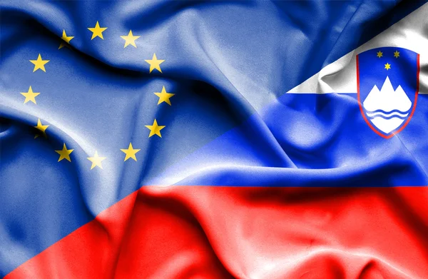 Флаг Словении и ЕС — стоковое фото