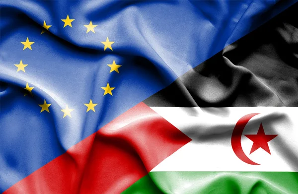 Флаг Западной Сахары и ЕС — стоковое фото