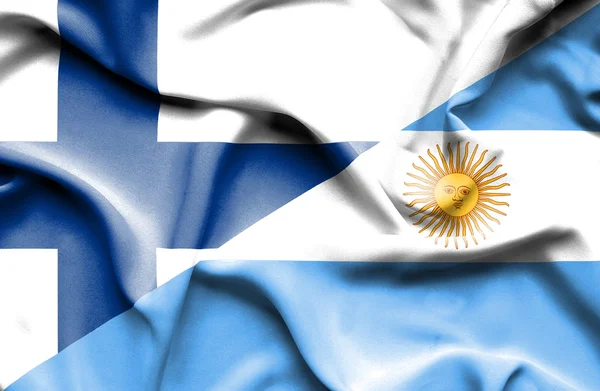 Waving flag of Argentina and Finland — Stock Photo, Image